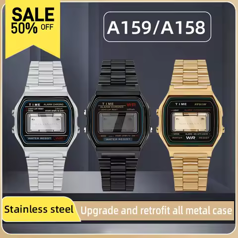 For Casio F91w case mod kit modification all metal case A158/A159 bezel glass waterproof ring kit A-