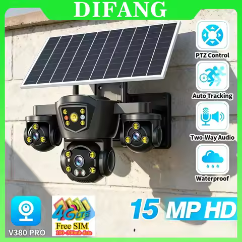 V380 Pro 8K Triple Screen Solar Security Camera Battery Wireless WiFi Outdoor Waterproof CCTV Survei