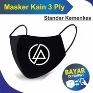 Mask Pria Keren Logo Band LINKIN PARK masker kain 3 ply Duckbill Hitam