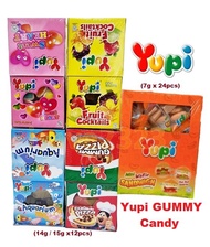 Yupi Gummy Candy (14g - 15g x 12 packs) / (7g x 24 packs) - Aquarium / Pizza / Fruit Cocktails / Sweet Heart / Mini Waffle Sandwich