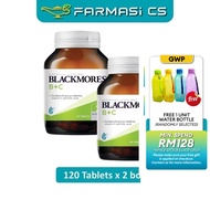 PROMO Blackmores Vitamin B + C 120 Tablets x 2 Bottles (TWIN) EXP:11/2027 [ Vitamin B+C, Folic acid,