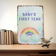 CIFbuy Baby First Year Metal Sign 1st Birthday Wall Decor Gift