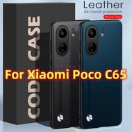 Luxury Leather Mobile Casing For Xiaomi Poco C65 PocoC65 Xiaomi13C 4G 2023 Plain Skin Anti Fingerpri