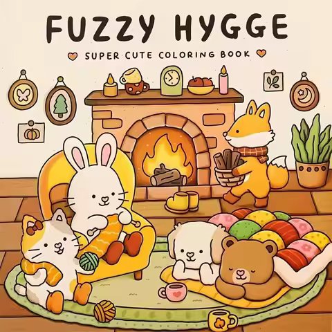 FUZZY HYGGE Adult Coloring Book - Bold-Easy Patterns Cute Drawing Design Perfect Gift for Party And