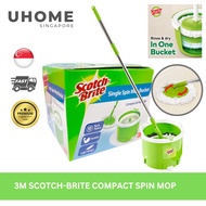 3M Scotch Brite Compact Single Bucket Microfiber Spin Mop Set, Refill Available, Cleans, Kitchen, Home Office