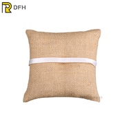 【Ready stock】Jute Twine Rustic Ring Pillow Ring Bearer Cushion with Decorative Ribbon for Wedding An