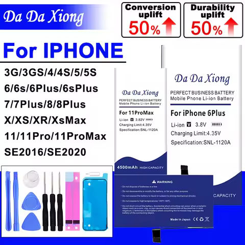 100% New Battery for iPhone X XS XR 3G 3GS SE 4 4S 5 5S 5C 6 6S 7 7S 8 8S SE II 2 11 Pro Max 6S plus