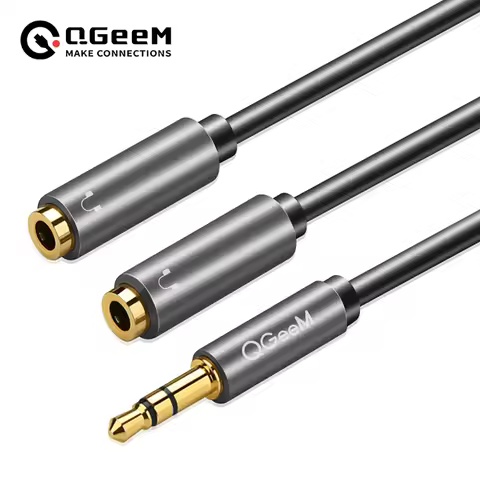 QGeeM Earphone Extension Cable Jack 3.5mm Audio Cable Male to 2 Female Aux cable Headphone Splitter 