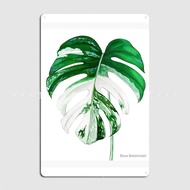 Monstera Albo ป้ายโลหะโปสเตอร์สโมสรโรงรถป้ายดีบุกวาดภาพฝาผนังกำหนดเอง