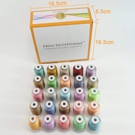 Benang brothread baharu 25 Warna Beraneka Ragam Kit Benang Mesin Sulaman Poliester 500M (550Y) Seras