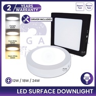 LED Surface Downlight 6Inch 8Inch 12Inch Round / Square 12W 18W 24W Black White Frame Panel Ceiling 