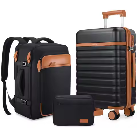 Sets 3 Piece, Carry On Luggage 20In With Spinner Wheels,PC Hardside Suitcase Set with TSA Lock,Durab