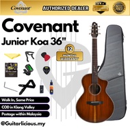 Covenant Guitar Junior Koa 36 inch Solid Top Acoustic Guitar including Soft Case and Accessories ( K