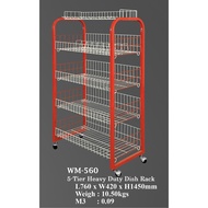 （WM-560）！ = （Ready Stock）5 Tiers Heavy Duty Dish Rack/ Storage Rack/rak pinggan mangkuk/  Metal Rack/Display Rack