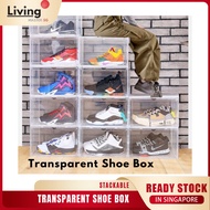 Stackable Transparent Shoe Box / Acrylic Sneaker Shoe Box / Magnetic Thicken PET Durable  - Fit up t