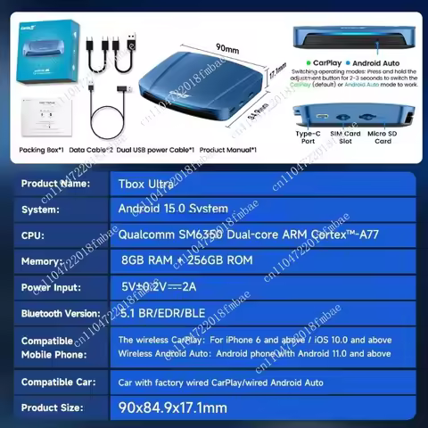 Universal Carlinkit Tbox ultra Tv Dongl 6350 8G 256Gb Wireless 5G 2.4G Carplay Adapter Sans Fil Car 