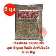 (Set 5 ถุง)อาหารแมว Maxima แม็กซิม่า แพค 1kg บำรุงขน ผิวหนัง เค็มน้อย ป้องกันโรคนิ่ว เกรดพรีเมี่ยม