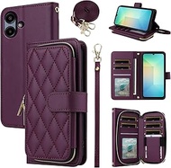 Argyle Wallet Case for Samsung Galaxy A06 5G with Wrist/Shoulder Strap, 9+ Card Slots Zipper Purse L