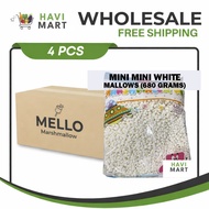 MELLO MINI MINI WHITE MARSHMALLOWS Candy Toppings 680G (4 PIECES PER BOX) HONLINE