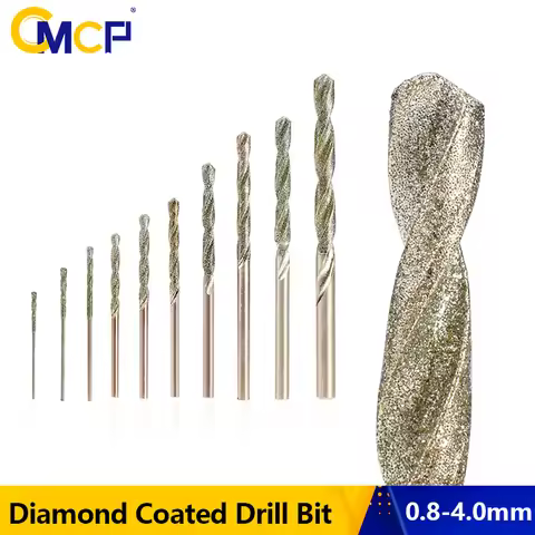 CMCP Diamond Coated HSS Twist Drill Bit 10pcs 0.5mm-3.0mm Micro Drill Bit for Tile Stone Marble Bric