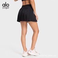 Alo yoga New Quick-Dry Split Sports Skirt with Ruffles, Age-Reducing, Built-in Lining, Anti-Exposure