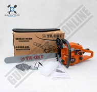 (YA OKE 6800S) Mesin Gergaji Kayu Chainsaw 22 Inch YA OKE Chain Saw 6800S Laser Tip Bar Baja