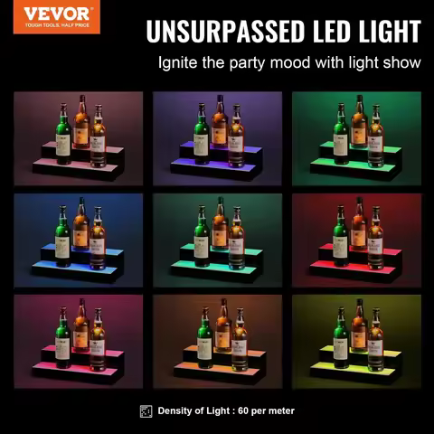 LED Lighted Liquor Bottle Display Bar Shelf RF App Control 16" 2-Step
