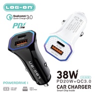 LOG ON CHARGER CAR / MOTORCYCLE 38W PD+QC3.0 LO-SV35 POWERDRIVE I 2OUTPUT (CHARGER HEAD ONLY)
