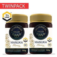 Wilderness Valley New Zealand Manuka Honey, UMF 15+, (Twin Pack 2 x 500g), BB Date: Feb 2025, Glyphosate Free
