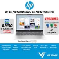 HP 14-em0088AU / 15-fc0421AU Silver / HP 15-fc0420AU Gold ATHLON-7120U AMD 8GB 512GB SSD 14" / 15.6"