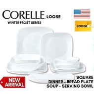 Corelle Loose Winter Frost White Square (Dinner Plate/ Luncheon Plate/ Bread Plate/ Serving Bowl/ Bowl/ Fish Plate)