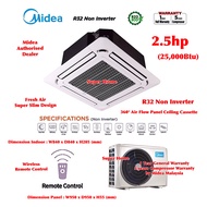 Midea Ceiling Cassette 2.5hp Air conditioners MCDX-25CRN8 & MOUX-25CN8 (Panel MCX-PANEL-04A1) R32 No