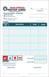 nota bengkel motor custom nama bengkel sendiri full color