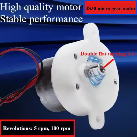 JS30 Miniature Gear Motor DC 6V Plastic Gear Motor 5-100 Rpm Low-speed Small Motor for Automation Eq
