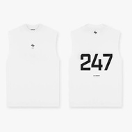 Ready Stock New 247 Digital Printed Men's Sleeveless 100% Cotton High Quality Sports  Vest 0402