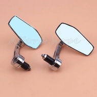 Blue Lens Anti-Glare Chrome Aluminium Alloy 360 Angel Adjustable Handlebar End Rear View Side Mirror