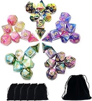 SmartDealsPro 5 x 7 Polyhedral Dice Sets with Pouches for DND RPG MTG Dungeon and Dragons Table Boar