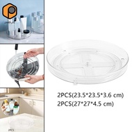 [prettyia] 2Pcs Lazy Turntable Organizer Makeup Organizer for Tabletop Cupboard Pantry