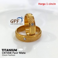 cincin titanium couple single wanita pria (harga satuan) anti karat selamanya pasir mata promo toko import lapis emas 18k cnt010