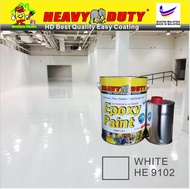 HE9102 WHITE ( 5L ) HEAVY DUTY BRAND Two Pack Epoxy Floor Paint - 4 Liter Paint + 1 Liter hardener