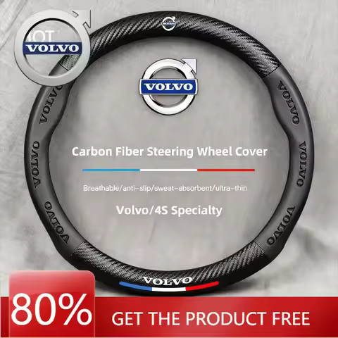 Emblems 2026 New For Volvo Carbon Fiber Leather Car Steering Wheel Cover Accessories For Volvo XC90