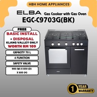 【DELIVERY BY OWN LOGISTICS】ELBA 90cm Gas Cooker with Gas Oven EGC-C9703G(BK) 70L Oven Capacity