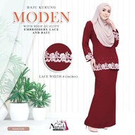 Baju Kurung Moden Sulam with Front Embroidery Flower Lace New Design