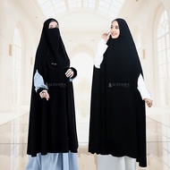 Set Long Khimar Like Mukena Handzipper Haramain Cadar Tali Jetblack Alsyahra Exclusive