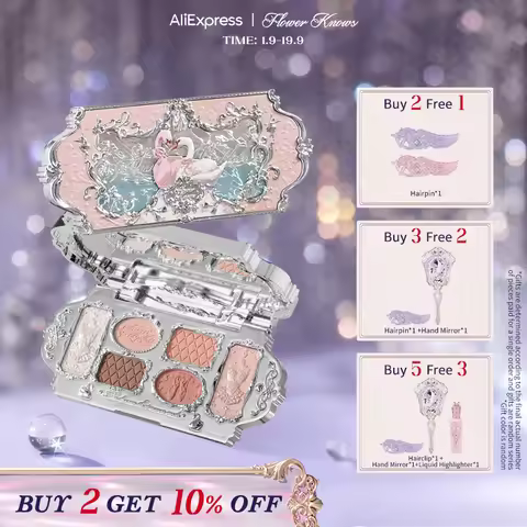 Flower Knows Swan Ballet Series Six-Color Makeup Palette Delicate Matte Glow Shimmer