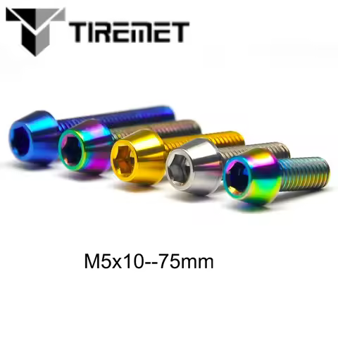 Tiremet Titanium Bolts M5x 10 15 16 18 20 25 30 35 40 45 50 55 60 mm Tapper Hex Head Screw Fit Heads
