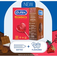 🔥Free condom🔥Durex Strawberry Condom Chocolate With Dots 3 Condoms (Percuma Kondom)