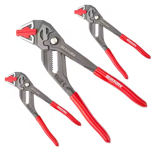 Geinxurn Heavy Duty 7-Inch Water Pump Pliers w/ Quick Button, 15-Position, 1.5" Capacity, CR-V Steel