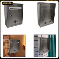 [qjypno49] Wall Mount Mailbox Stainless Steel Lockable Drop Box Suggestion Box Secure Storage for Sa