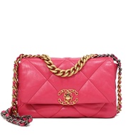 Chanel Pink Quilted Lambskin Chanel 19 Flap Aged Gold, Silver and Ruthenium Hardware, 2020